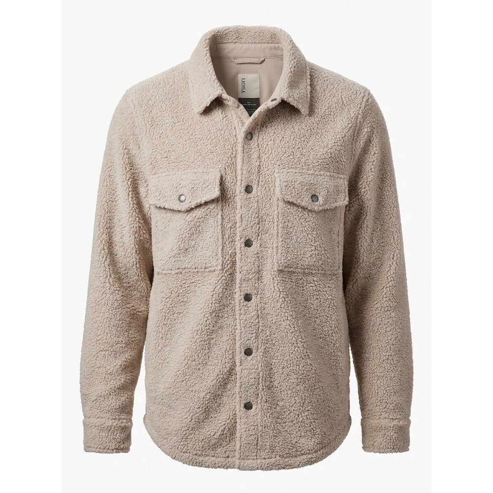 Vuori Fleece Shacket Mens M Beige Sherpa Shirt Jacket Cozy Rustic Minimalist